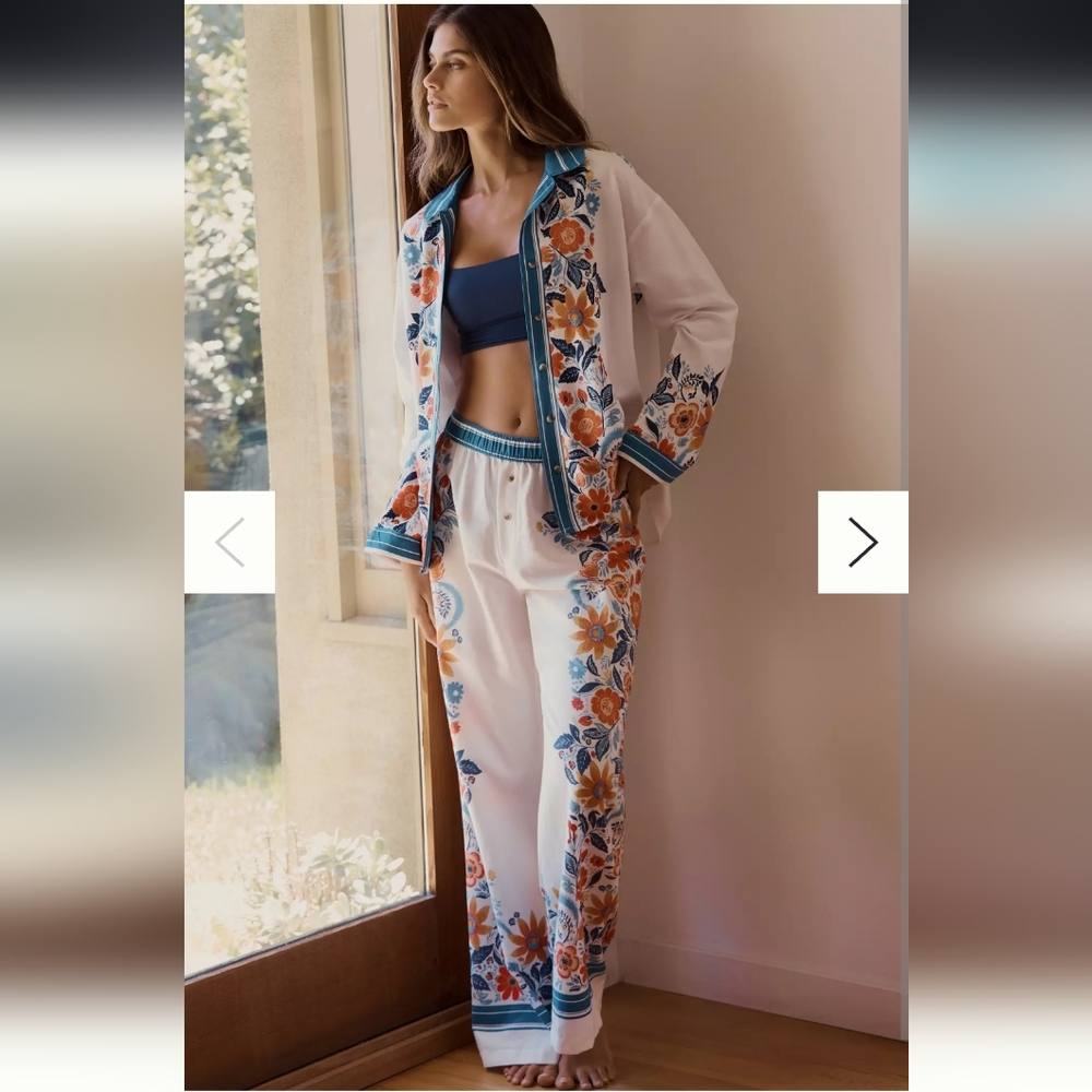 Anthropologie Floral Flannel Pajama Pants